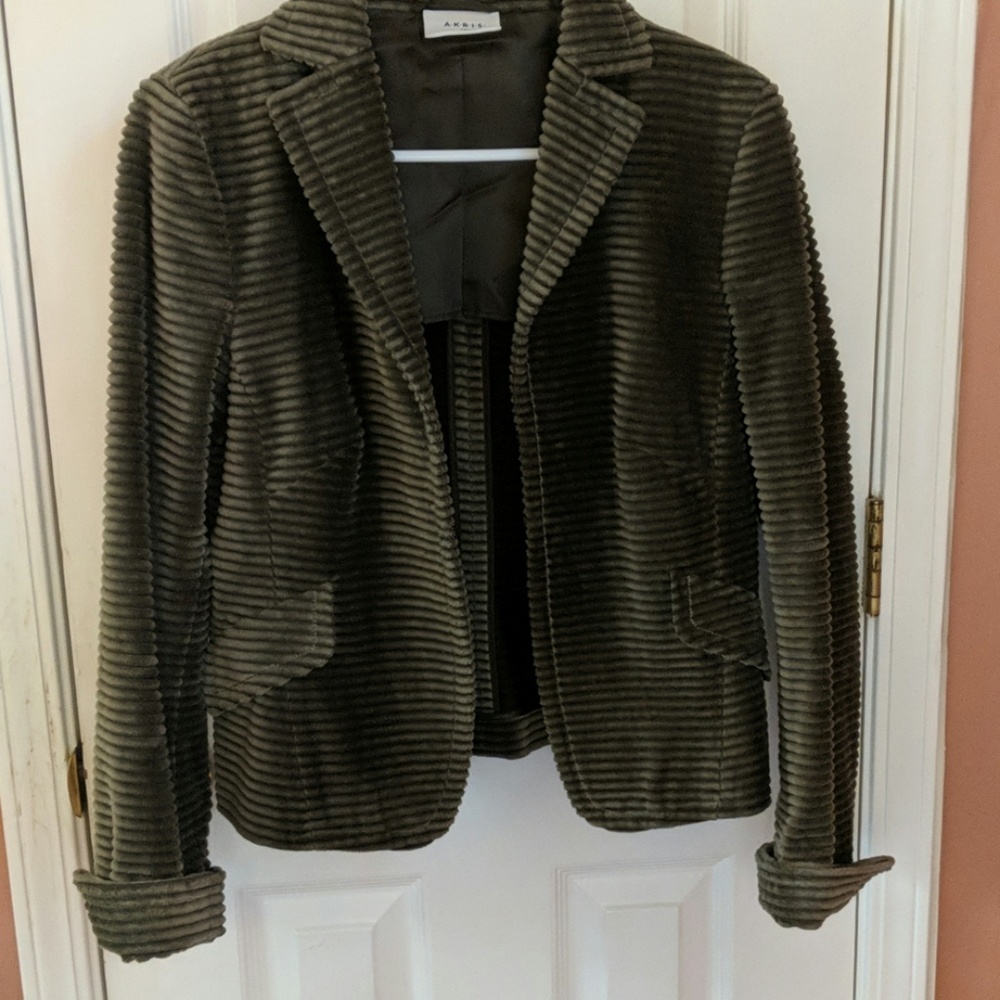 Moss green wide wale corduroy swing jacket